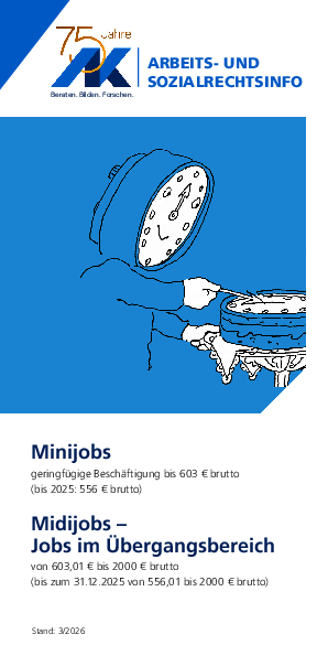 Minijobs - Jobs im Übergangsbereich Minijobs - Jobs im Übergangsbereich - Arbeits- und Sozialrechtsinfo, 03/2026 (barrierefreie PDF)
