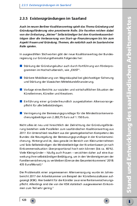 AK-Jahresbericht 2018: Teil II Kapitel 2.3.5 "Existenzgründungen im Saarland"  - 