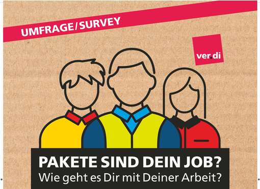 Aufruf zur Umfrage in der Paketbranche in verschiedenen Sprachen mit QR-Code. Das Bild ist verlinkt mit der URLhttps://fragen.uzbonn.de/SPSSMR/Interviewing/Surveys/kep?Id=&action=getNew 