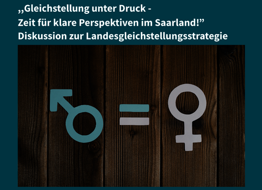 Symbol für Männlich und Weiblich vor braunem Hintergrund mit Veranstaltungstitel Gleichstellung unter Druck Symbol für Männlich und Weiblich vor braunem Hintergrund mit Veranstaltungstitel Gleichstellung unter Druck