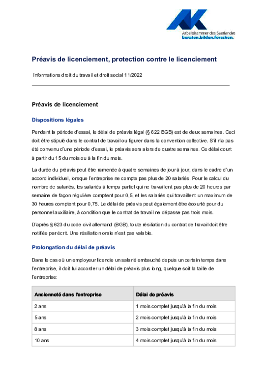 Licenciement (PDF sans barrière) - Informations droit social et droit du travail 11/2022