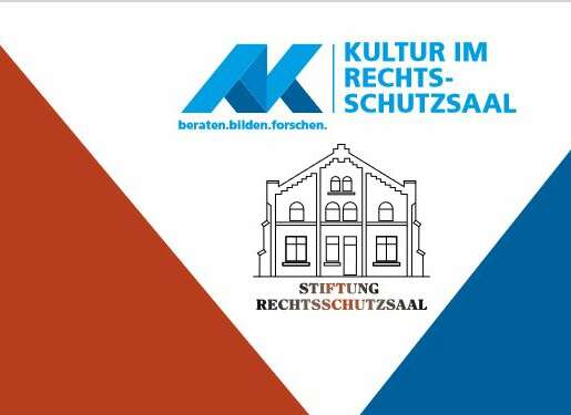 Logo Arbeitskammer und Logo Rechtsschutzsaal sowie Schriftzug "Kultur im Rechtsschutzsaal"