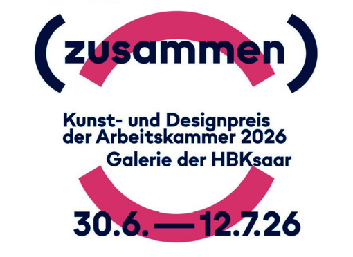 Ausschnitt aus dem Plakat zur Ausstellung "zusammen" Plakat mit der Text auf weißem Grund: Ankündigung der Ausstellung der HBK zum Thema "zusammen", die im Auftrag der Arbeitskammer entwickelt wurde