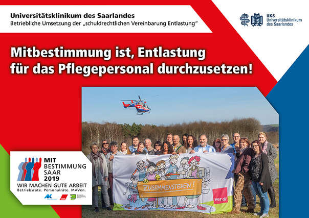 Ausstellerplakat des Universitätsklinikum des Saarlandes: Betriebliche Umsetzung der "schuldrechtlichen Vereinbarung Entlastung"