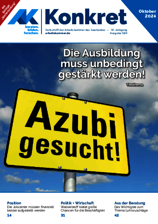 Die Ausbildung muss unbedingt gestärkt werden - Heft 5, Oktober 2024 (barrierefrei)