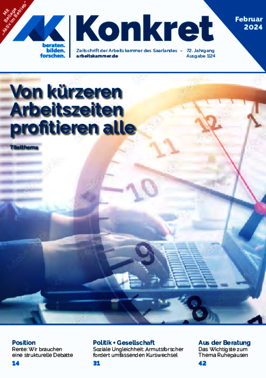 Von kürzeren Arbeitszeiten profitieren alle - Heft 1, Februar 2024