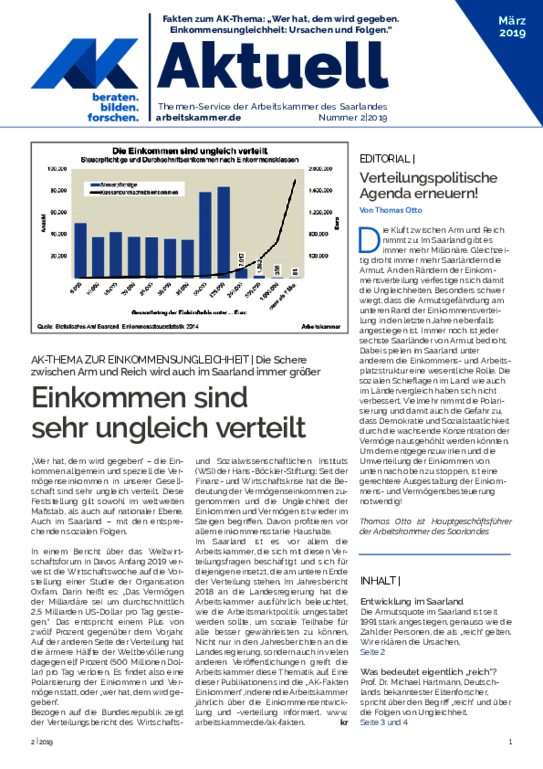 Informationen und Fakten zum AK-THEMA "Einkommensverteilung" - (März 2019)