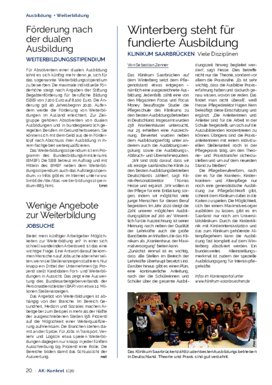 Winterberg steht für fundierte Ausbildung  (Heft 1, 2020) - Klinikum Saarbrücken: Viele Disziplinen